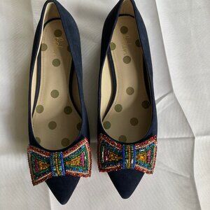 Brand New In Box Boden Jewel Bow Flats - Navy Size 7.5
